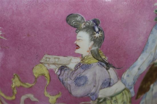 A large 19th century pink sgraffito ground baluster vase, Qianlong seal mark height 60cm